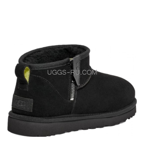 UGG Men's Classic Ultra Mini Zip Boot Black