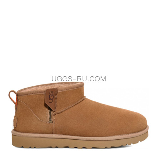 UGG Men's Classic Ultra Mini Zip Boot Chestnut