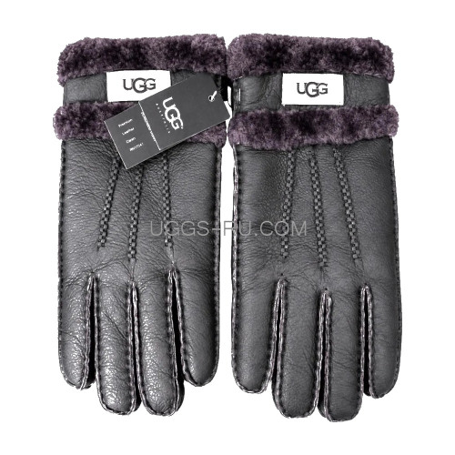 Перчатки UGG кожаные Dark Grey