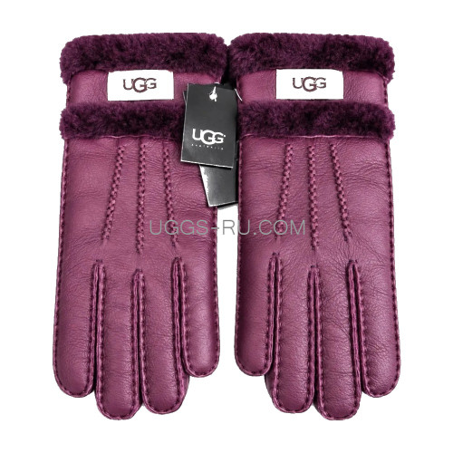 Перчатки UGG кожаные Fuchsia