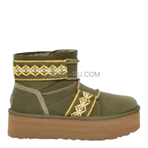 UGG Classic Mini Braid Platform Khaki