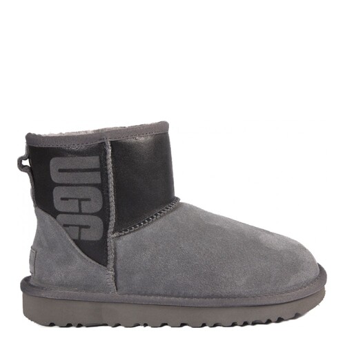 UGG Classic Mini Rubber Logo Grey Black