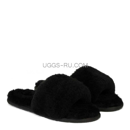 Fluff Slide Slippers Black
