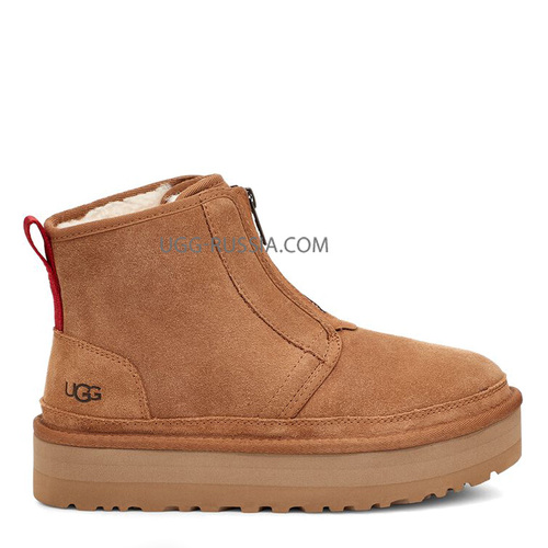 UGG Neumel Platform Zip Suede Chestnut 
