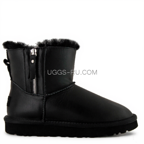 UGG Classic Mini Double ZIP Metallic Black